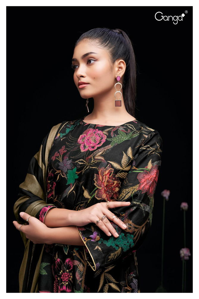 Aiko 2209 By Ganga Bemberg Russina Silk Printed Dress Material Wholesale Online